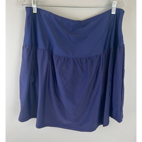 Island Escape Woman Navy Blue Plus Size Tummy Control Swim Skirt 24W - Picture 6 of 9